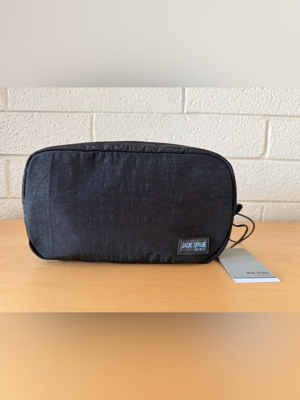 Jack Spade Black Nylon Zipper Ripstop Slim Toiletry Kit Bag Medium